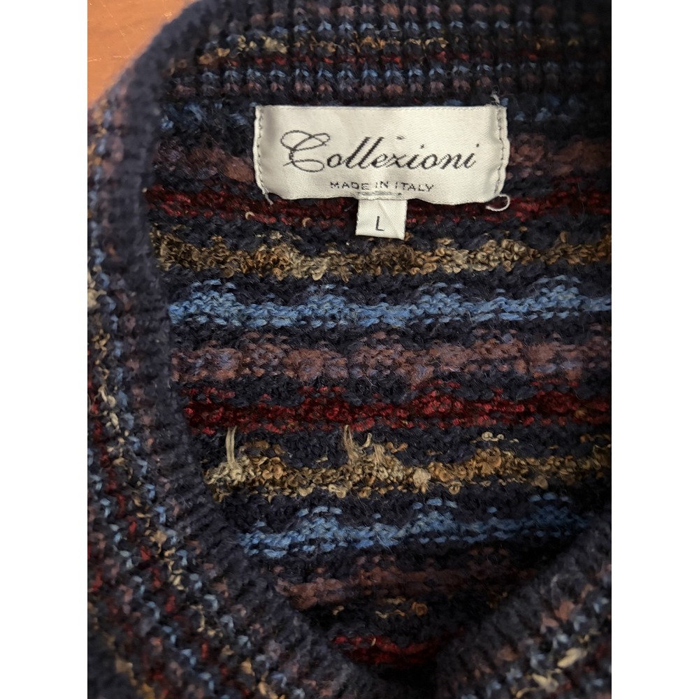Collezioni Wool Blend Sweater Mens L Chunky Fisherman Grunge Grandpa Cobain Y2K - Picture 3 of 7